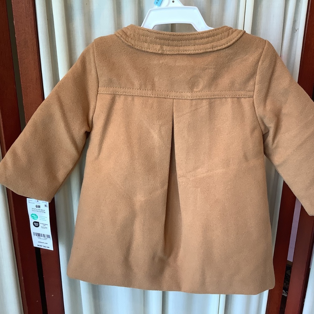 NWT Oshkosh Baby B’gosh Baby Soft Felt Button-Front Tan Coat Size 6M - Picture 2 of 7